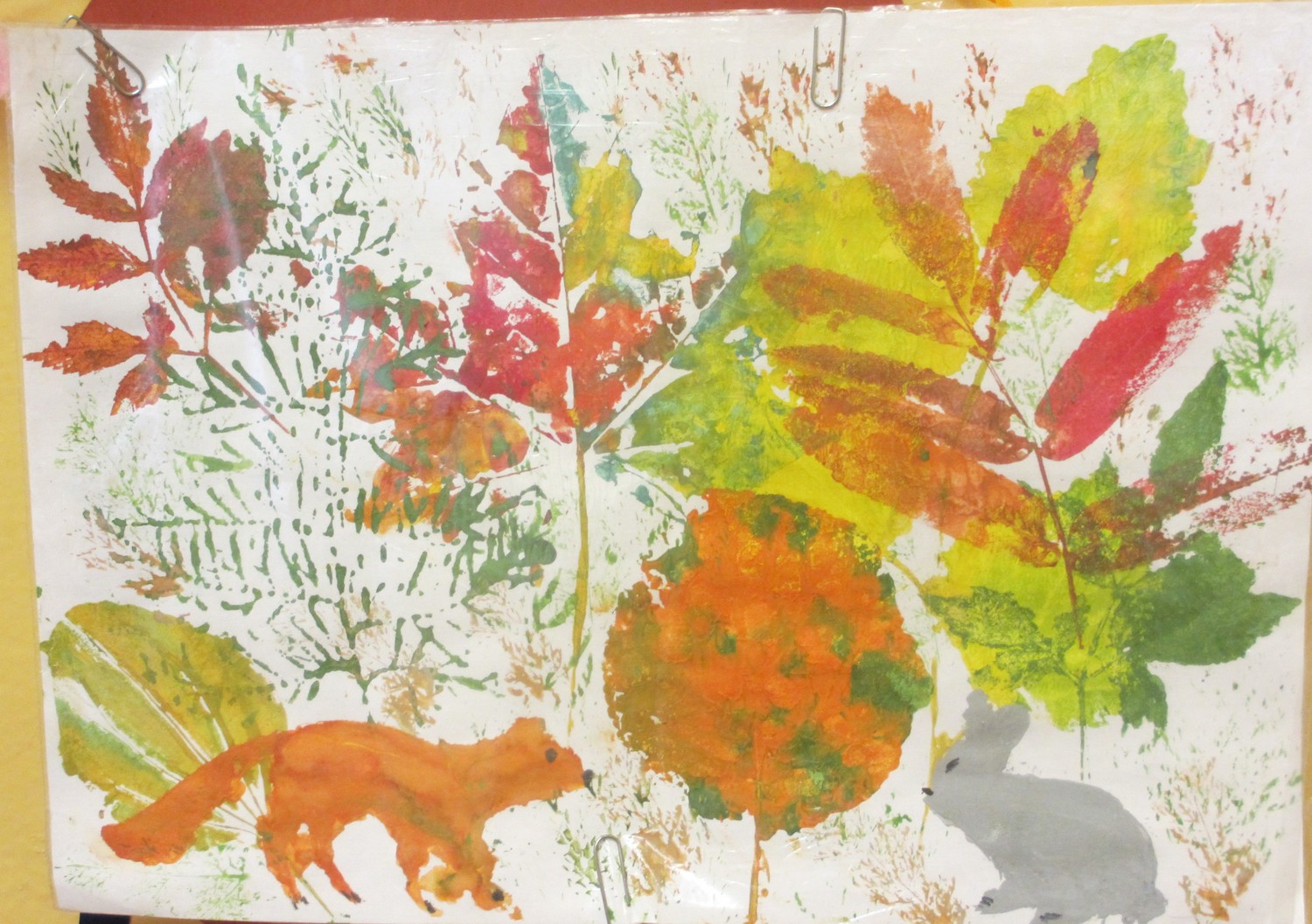 Рисование печать листьями